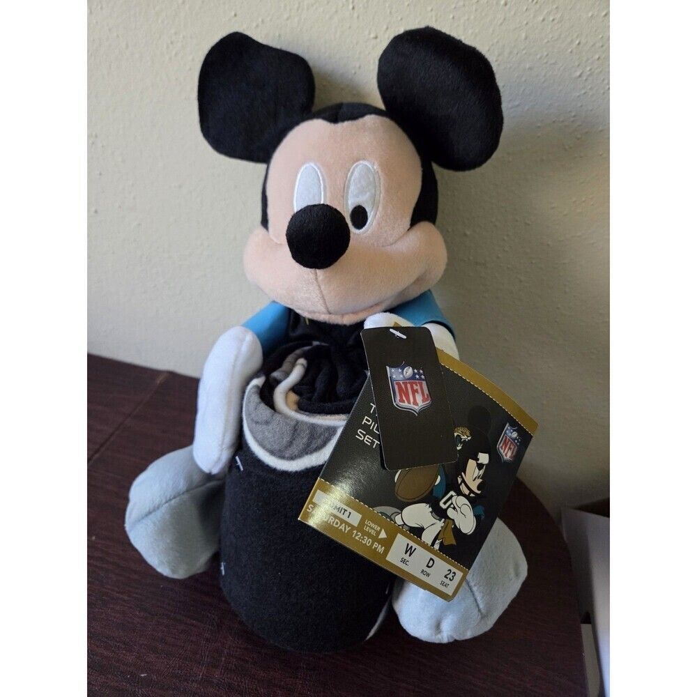 Disney X NFL NEW Jacksonville Jaguars 14" Plush Mickey Mouse Jersey Blanket
